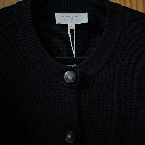 Sezane Merino Wool and Cotton Valerio Jacket Cardigan Black L NWT - Picture 4 of 9